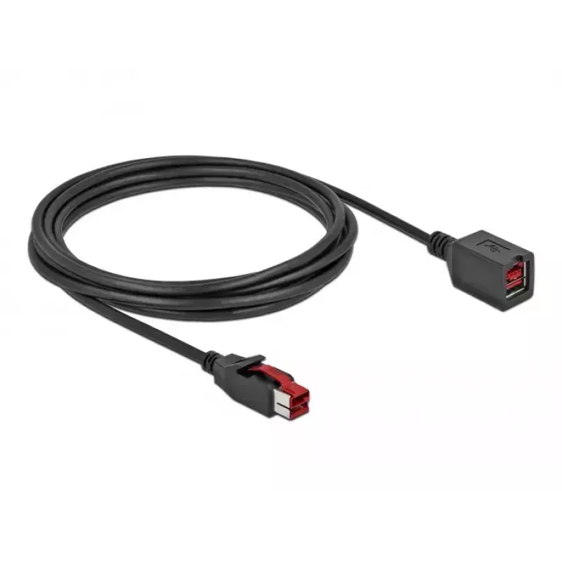 Maitinamas USB ilginimo laidas DeLOCK 85987 24 V 3 m Juodas