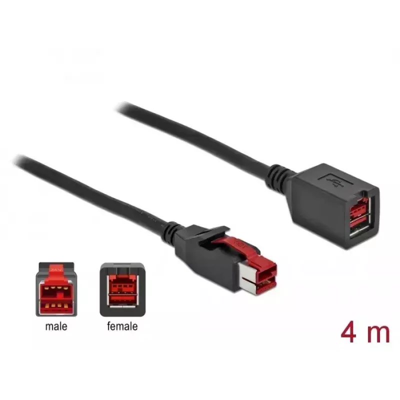Maitinamas USB ilginamasis kabelis DeLOCK 85988 24 V 4 m Juodas