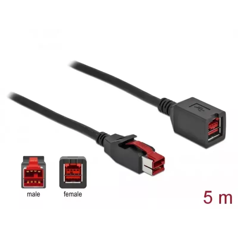 Maitinamas USB ilginamasis laidas DeLOCK 85989 24 V 5 m