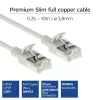 ACT pilkas 0,5 metro LSZH U/FTP CAT6A duomenų centro plonas komutacinis kabelis be užkabinimų su RJ45 jungtimis