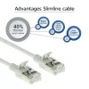 ACT pilkas 0,5 metro LSZH U/FTP CAT6A duomenų centro plonas komutacinis kabelis be užkabinimų su RJ45 jungtimis