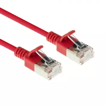 ACT raudonas 5 metrų LSZH U/FTP CAT6A duomenų centro plonas komutacinis kabelis be užkibimų su RJ45 jungtimis
