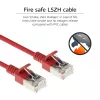 ACT raudonas 0,25 metro ilgio LSZH U/FTP CAT6A duomenų centro plonas komutacinis kabelis be užkabinimų su RJ45 jungtimis