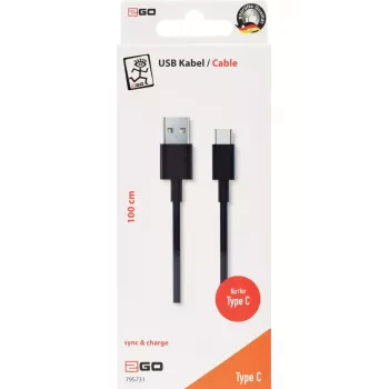 USB laidas 2GO 795731 1m USB B USB C USB 3.2 Gen 1 Juoda
