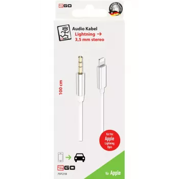 Garso kabelis 2GO 797218 1 m 3,5 mm Lightning baltas