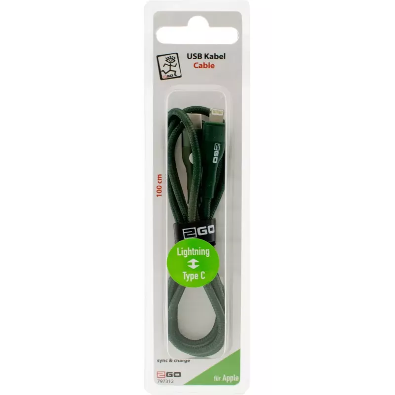 Lightning laidas 2GO 797312 1 m žalias USB C jungtis