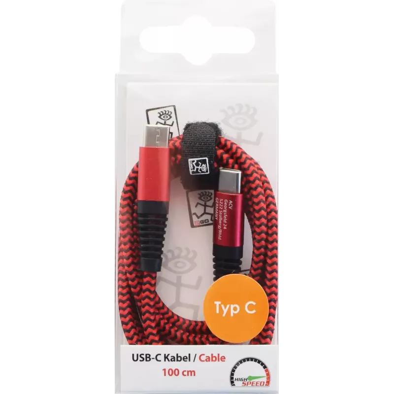 USB laidas 2GO 797195 USB 3.2 Gen 1 1 m USB C raudonas