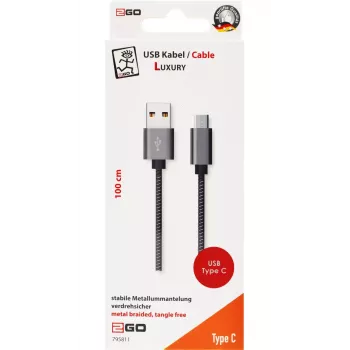 2GO 795812 USB laidas, USB 3.2 Gen 1, 1 m, USB B, USB C, pilkas