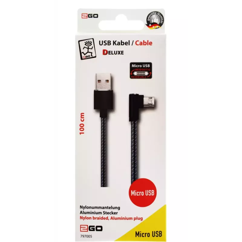 USB laidas 2GO 797005 1 m USB B Micro-USB B Juodas