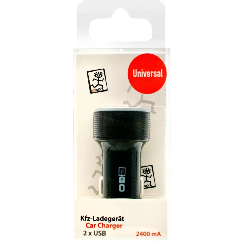 Mobiliojo įrenginio įkroviklis 2GO 795784 Universalus Juodas Cigar lighter Auto 12/24V 2 USB prievadai