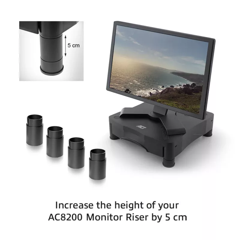 ACT AC8200 pėdos, juodos, 65 mm, tvirtinimas ant stalo