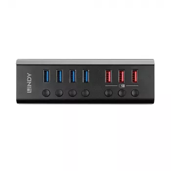 „Lindy“ 4 prievadų USB 3.0 šakotuvas su 3 „Quick Charge 3.0“ prievadais
