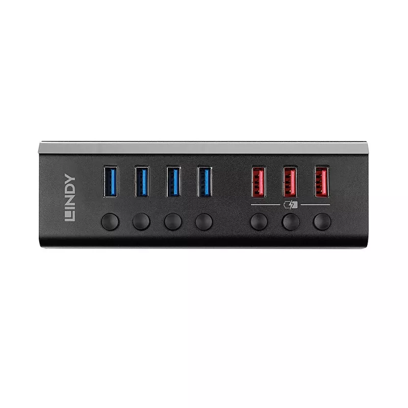 „Lindy“ 4 prievadų USB 3.0 šakotuvas su 3 „Quick Charge 3.0“ prievadais