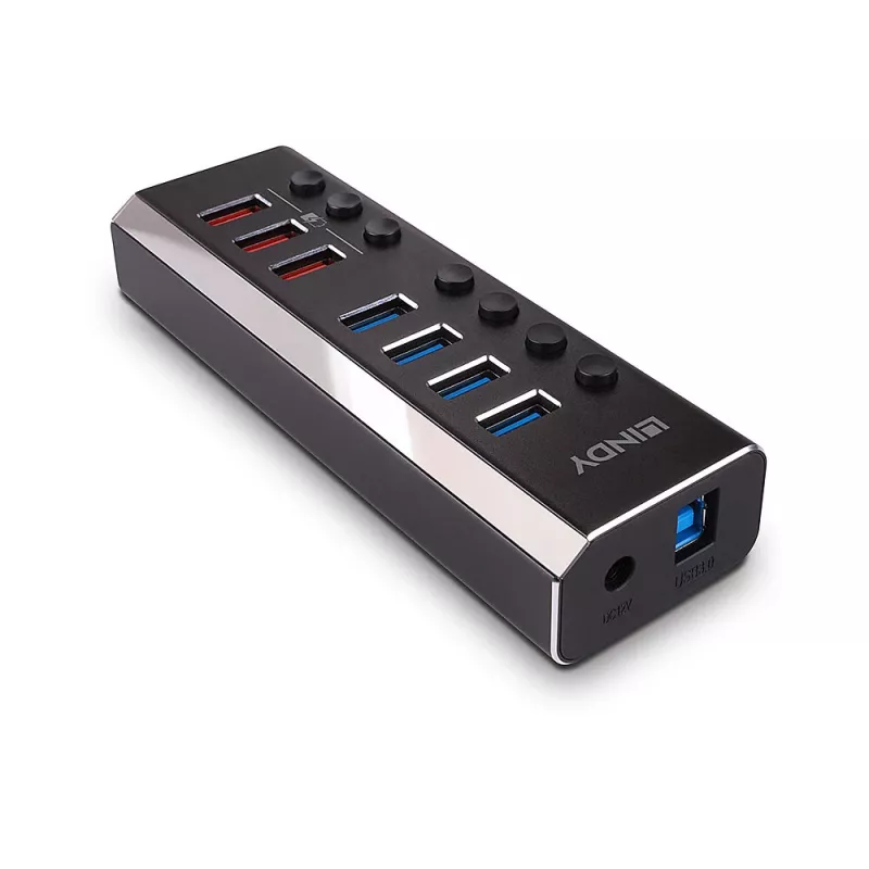 „Lindy“ 4 prievadų USB 3.0 šakotuvas su 3 „Quick Charge 3.0“ prievadais
