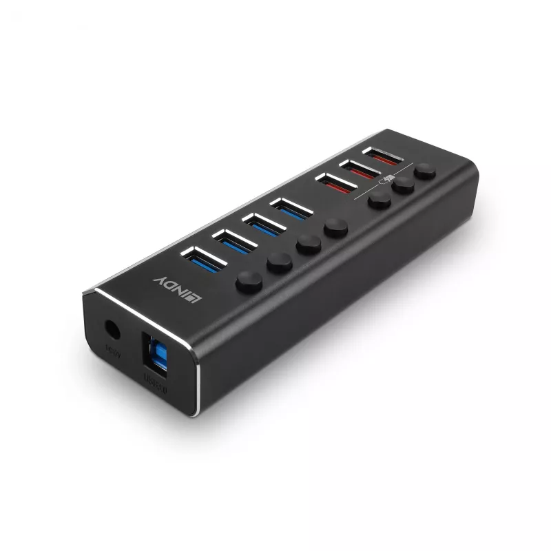 „Lindy“ 4 prievadų USB 3.0 šakotuvas su 3 „Quick Charge 3.0“ prievadais