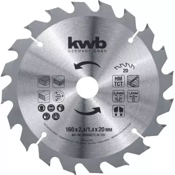 Diskinis pjūklo peilis KWB 584359 16 cm laminatui, MDF, plastikui