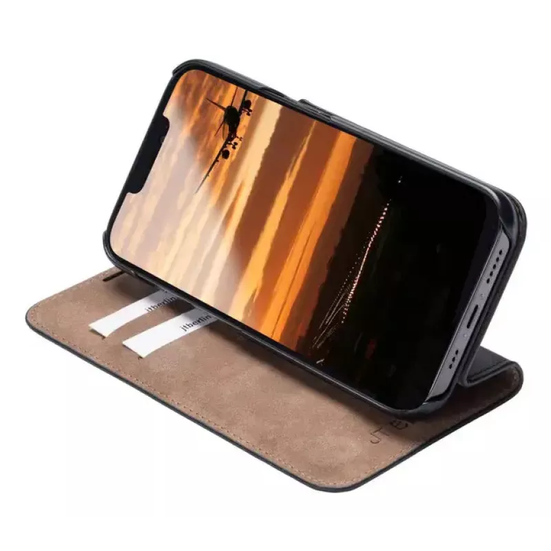 Dėklo tipo piniginė JT BERLIN 11106, skirta iPhone 16E 15,4 cm, juoda