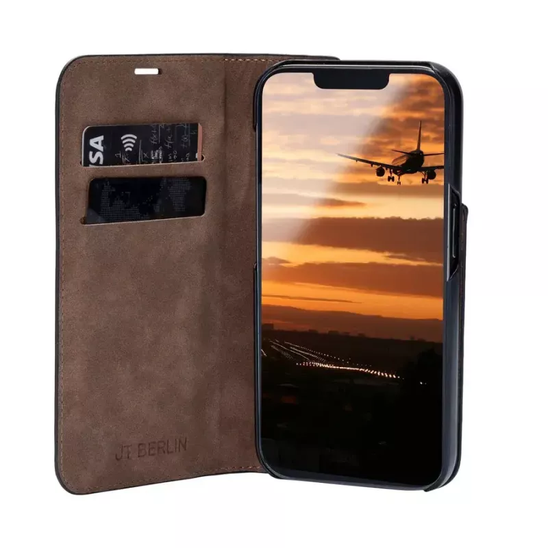 Dėklo tipo piniginė JT BERLIN 11106, skirta iPhone 16E 15,4 cm, juoda