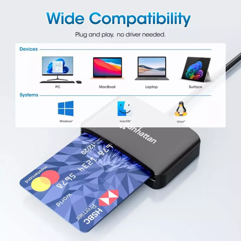Manhattan USB-C USB jungties lustinių kortelių skaitytuvas su „MicroSD“ lizdu, USB-C kištuko ir kortelių skaitytuvo sąsaja bei „microSDXC“, palaiko „Windows“, „macOS“ ir „Linux“, skaito SIM korteles su adapteriu, laidas 1 m, juodas, trejų metų garantija