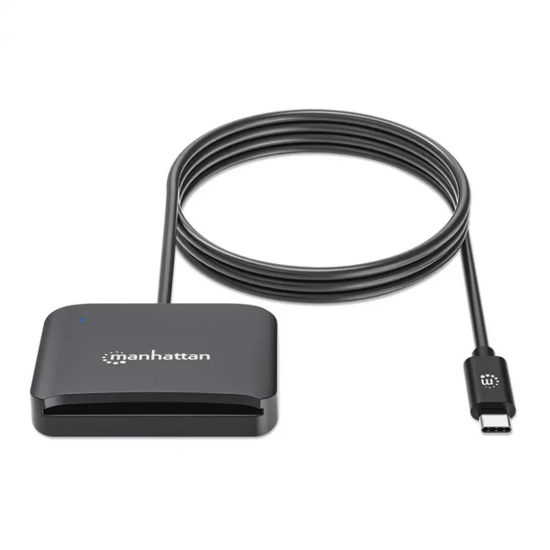 Manhattan USB-C USB jungties lustinių kortelių skaitytuvas su „MicroSD“ lizdu, USB-C kištuko ir kortelių skaitytuvo sąsaja bei „microSDXC“, palaiko „Windows“, „macOS“ ir „Linux“, skaito SIM korteles su adapteriu, laidas 1 m, juodas, trejų metų garantija