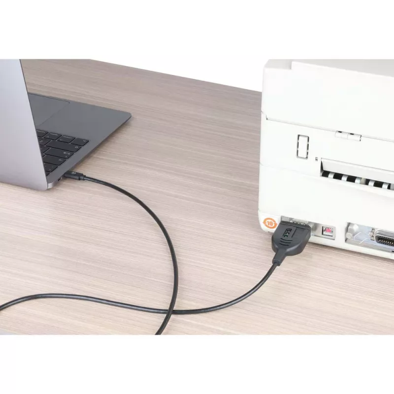 Manhattan USB-C į Serial konverterio kabelis, 1 m, kištukas-kištukas, Serial/RS232/COM/DB9, Prolific PL2303GT lustas, juodas kabelis, trejų metų garantija