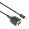 Manhattan USB-C į Serial konverterio kabelis, 1 m, kištukas-kištukas, Serial/RS232/COM/DB9, Prolific PL2303GT lustas, juodas kabelis, trejų metų garantija