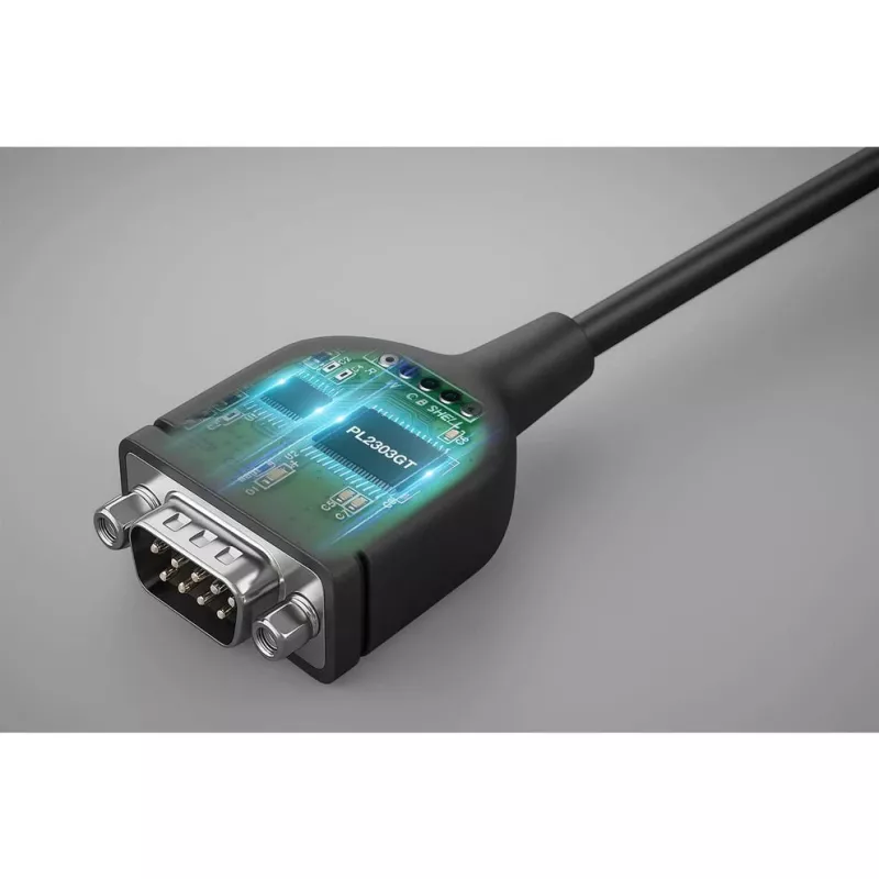 Manhattan USB-C į Serial konverterio kabelis, 1 m, kištukas-kištukas, Serial/RS232/COM/DB9, Prolific PL2303GT lustas, juodas kabelis, trejų metų garantija