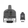 Manhattan USB-C į Serial konverterio kabelis, 1 m, kištukas-kištukas, Serial/RS232/COM/DB9, Prolific PL2303GT lustas, juodas kabelis, trejų metų garantija