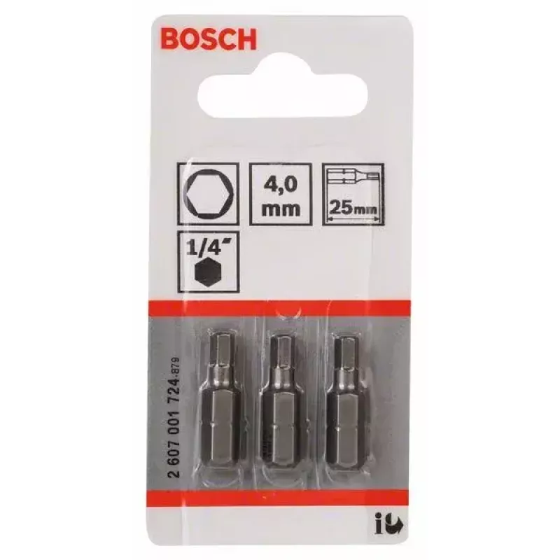 Atsuktuvų antgalių rinkinys Bosch 2 607 001 724 4 mm apsauginis šešiabriaunis 3 vnt.