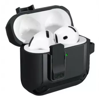 Apsauginis dėklas AirPods 4 LAUT ZENTRY — polikarbonatas + TPU, juodas