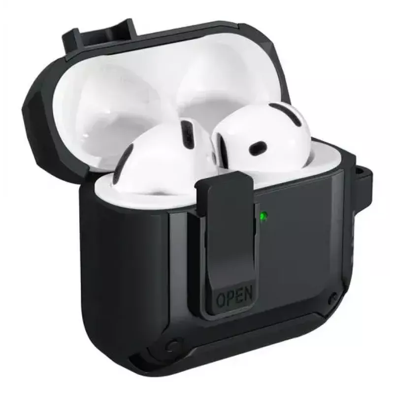 Apsauginis dėklas AirPods 4 LAUT ZENTRY — polikarbonatas + TPU, juodas