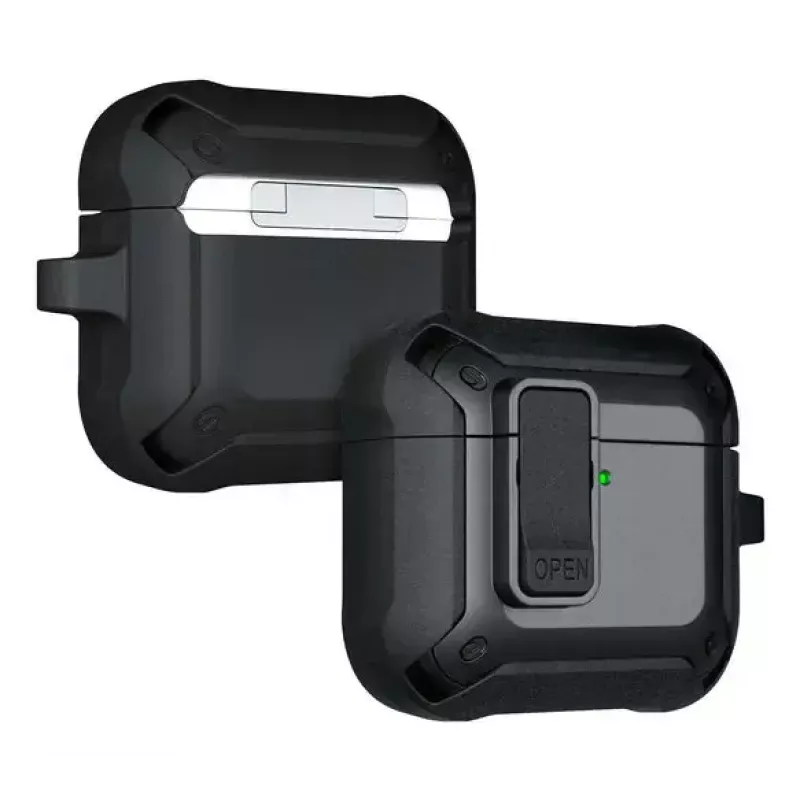 Apsauginis dėklas AirPods 4 LAUT ZENTRY — polikarbonatas + TPU, juodas