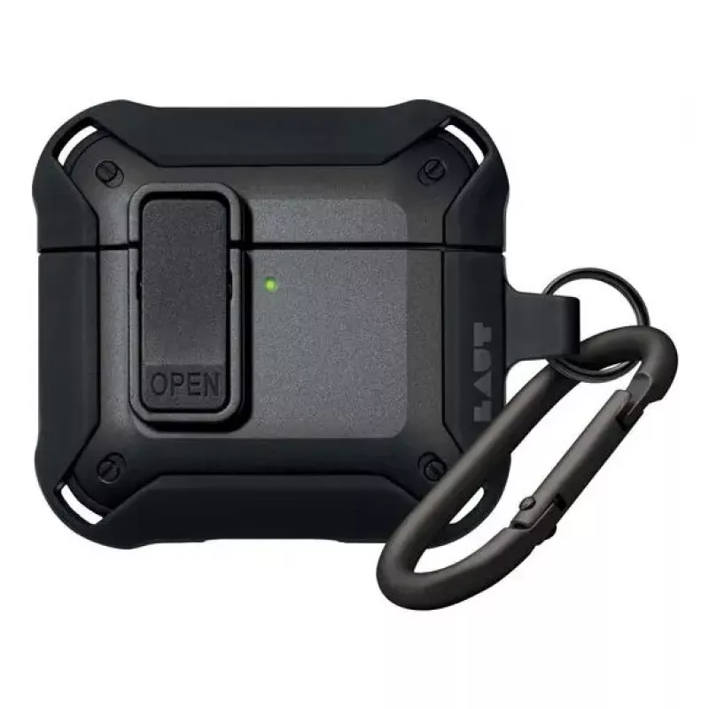 Apsauginis dėklas AirPods 4 LAUT ZENTRY — polikarbonatas + TPU, juodas