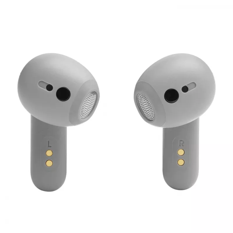 JBL LIVE FLEX ausinės belaidės į ausis įdedamos skambučiams / muzikai Bluetooth sidabrinės