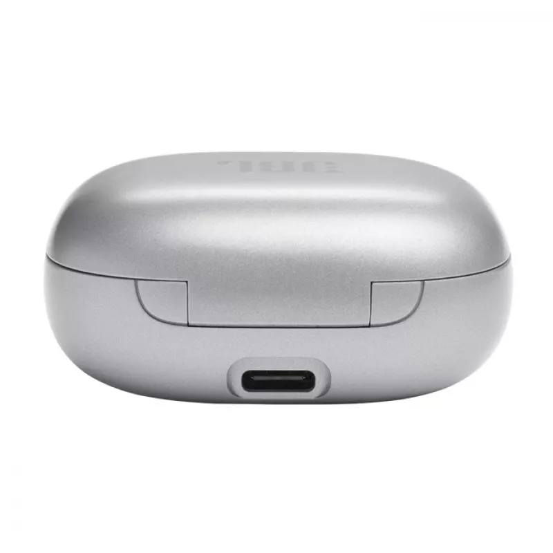 JBL LIVE FLEX ausinės belaidės į ausis įdedamos skambučiams / muzikai Bluetooth sidabrinės