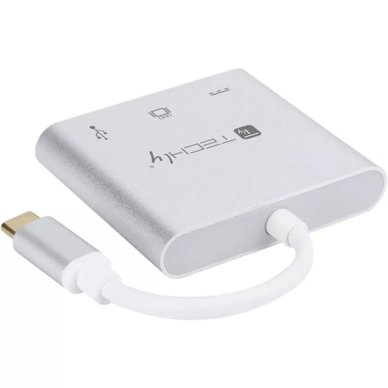 “Techly IADAP USB31-HDMIPTY” nešiojamojo kompiuterio dokas / prievadų daugiklis, laidinis USB 3.2 Gen 1 (3.1 Gen 1) Type-C, sidabrinis