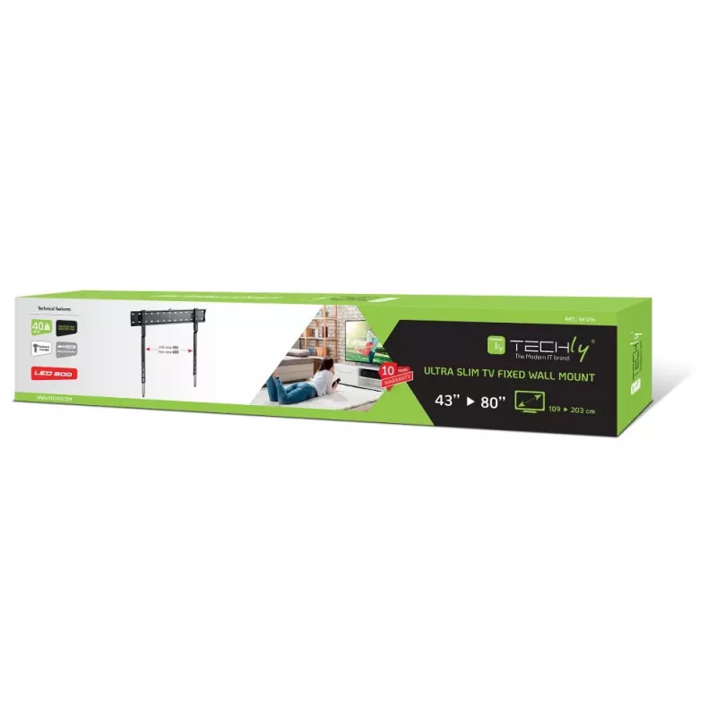 Techly ICA-PLB 736F TV laikiklis/stovas 2,03 m (80 colių) juodas