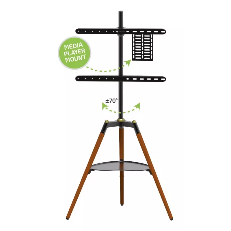 Techly ICA-TR58 TV laikiklis/stovas 165,1 cm (65 colių) Juoda, Mediena