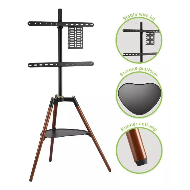 Techly ICA-TR58 TV laikiklis/stovas 165,1 cm (65 colių) Juoda, Mediena