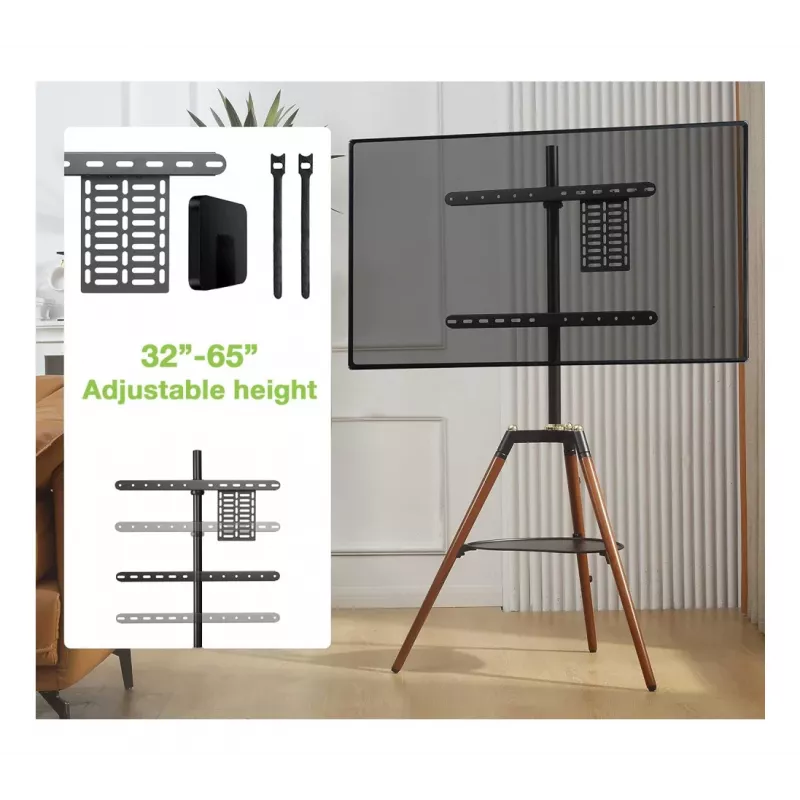 Techly ICA-TR58 TV laikiklis/stovas 165,1 cm (65 colių) Juoda, Mediena