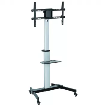 Techly grindų stovas su lentyna - vežimėlis televizoriui LCD/LED 37-86 col., 200 x 200 mm, 600 x 400 mm, -10 - 5°, 180°, aliuminis, plastikas, plienas, juoda, pilka