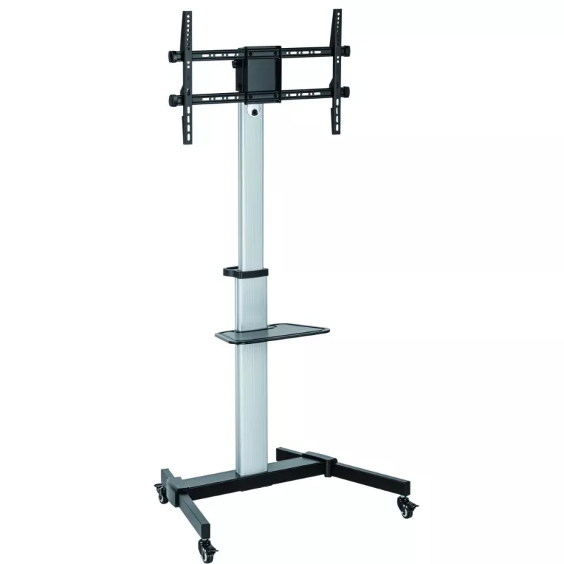 Techly grindų stovas su lentyna - vežimėlis televizoriui LCD/LED 37-86 col., 200 x 200 mm, 600 x 400 mm, -10 - 5°, 180°, aliuminis, plastikas, plienas, juoda, pilka