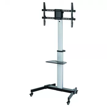 Techly grindų stovas su lentyna - vežimėlis televizoriui LCD/LED 37-86 col., 200 x 200 mm, 600 x 400 mm, -10 - 5°, 180°, aliuminis, plastikas, plienas, juoda, pilka