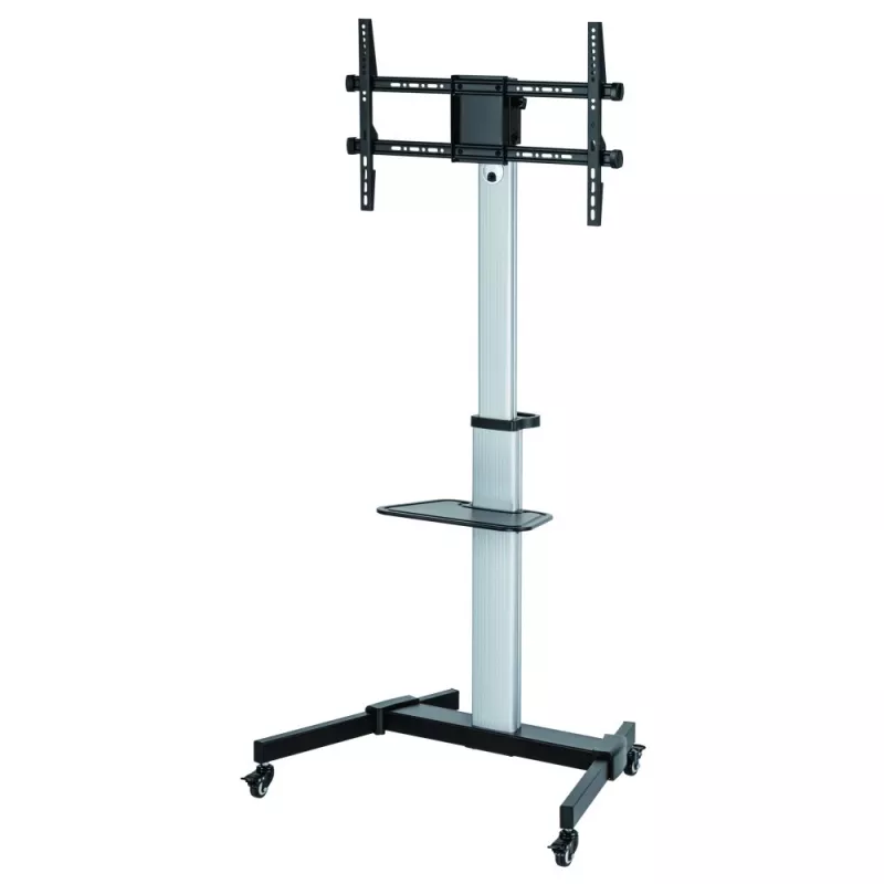 Techly grindų stovas su lentyna - vežimėlis televizoriui LCD/LED 37-86 col., 200 x 200 mm, 600 x 400 mm, -10 - 5°, 180°, aliuminis, plastikas, plienas, juoda, pilka