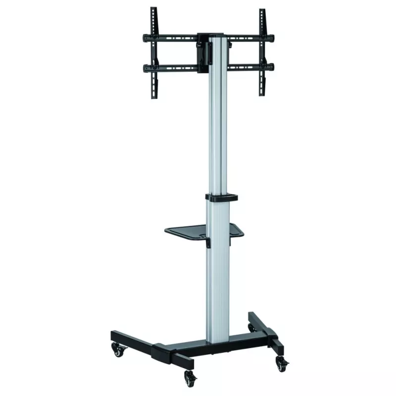 Techly grindų stovas su lentyna - vežimėlis televizoriui LCD/LED 37-86 col., 200 x 200 mm, 600 x 400 mm, -10 - 5°, 180°, aliuminis, plastikas, plienas, juoda, pilka