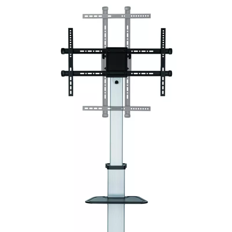 Techly grindų stovas su lentyna - vežimėlis televizoriui LCD/LED 37-86 col., 200 x 200 mm, 600 x 400 mm, -10 - 5°, 180°, aliuminis, plastikas, plienas, juoda, pilka