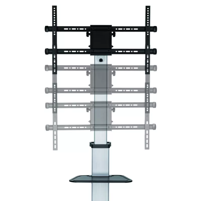 Techly grindų stovas su lentyna - vežimėlis televizoriui LCD/LED 37-86 col., 200 x 200 mm, 600 x 400 mm, -10 - 5°, 180°, aliuminis, plastikas, plienas, juoda, pilka
