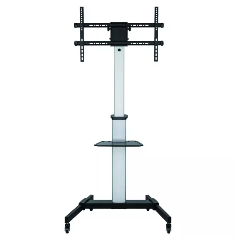 Techly grindų stovas su lentyna - vežimėlis televizoriui LCD/LED 37-86 col., 200 x 200 mm, 600 x 400 mm, -10 - 5°, 180°, aliuminis, plastikas, plienas, juoda, pilka