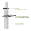 Techly grindų stovas su lentyna - vežimėlis televizoriui LCD/LED 37-86 col., 200 x 200 mm, 600 x 400 mm, -10 - 5°, 180°, aliuminis, plastikas, plienas, juoda, pilka