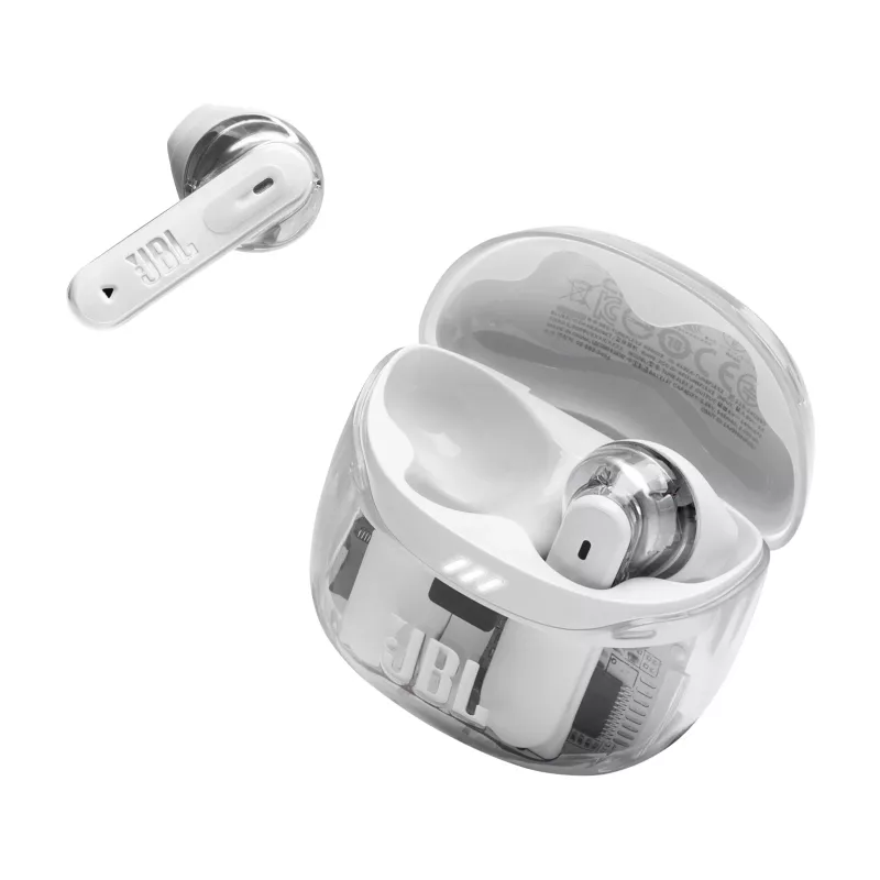 Ausinės JBL Tune Flex 2 Ghost Edition — True Wireless (TWS) į ausis įdedamos, Bluetooth, 20–20000 Hz, Baltos